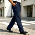 thumbnail image 7 of Thousandth Men's Corduroy Pants Classic Silm Fit Pleated Front Trousers with Belt Loops Casual Vintage Business Bottoms for Work, 7 of 7