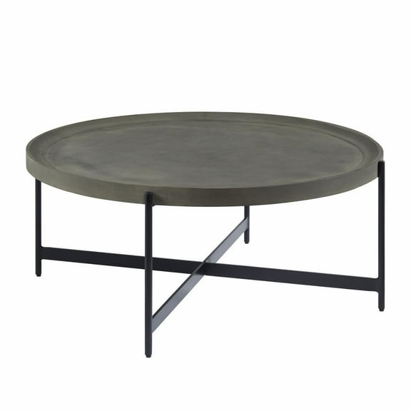 Brookline 42" Round Wood with Concrete-Coating Coffee Table