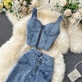 thumbnail image 4 of New 2020 Women’S Chic Set Short Crop Top Cami & High-Waisted Denim Skirt, Perfect For A Stylish Look., 4 of 6