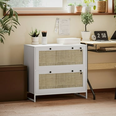 Vinsetto 2 Drawer File Cabinet with Lock, Vertical Filing Cabinet with Keys and Adjustable Hanging Bar for Letter, A4 and Legal Size, White