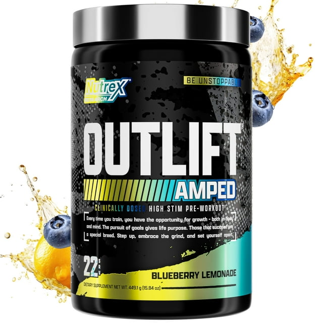 Polvo Pre Entreno Nutrex Research OUTLIFT Amped 22 Servicios