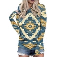 thumbnail image 2 of Hoodie Sweatshirt for Women Southwestern Tribal Geometric Print Graphic Long Sleeve Relaxed Fit Pullover with Drawstring Casual Daily Clothes Top, 2 of 5