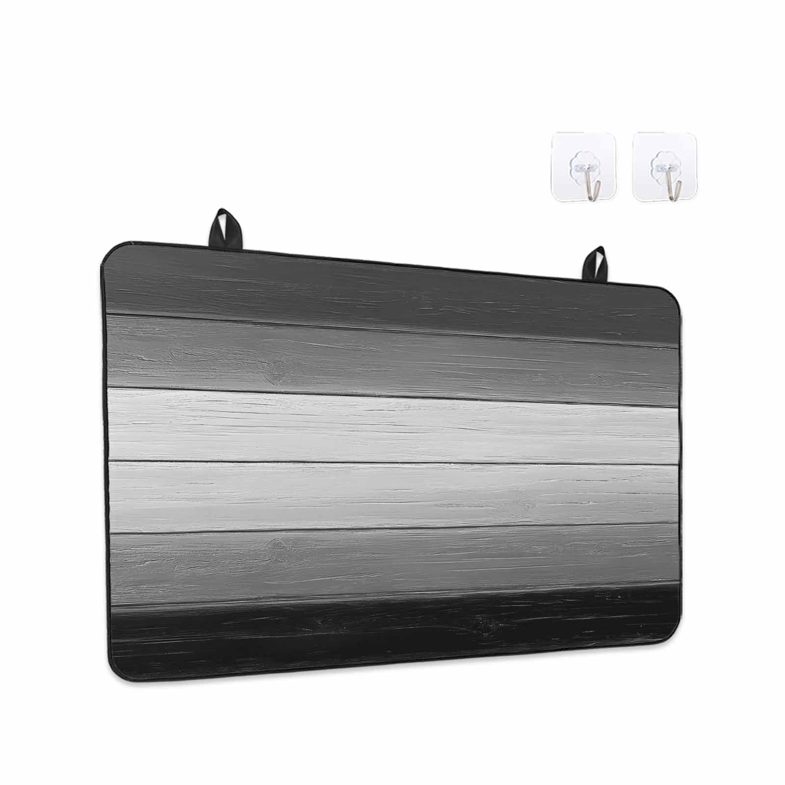 Black Gray Stove Top Cover for Electric Stove, Heat-proof & Non Slip Glass Top Stove Cover Protector, Farmhouse Vintage Gradient Wooden Plank Kitchen Flat Cooktop Rubber Mat 28.5x20.5 Inches