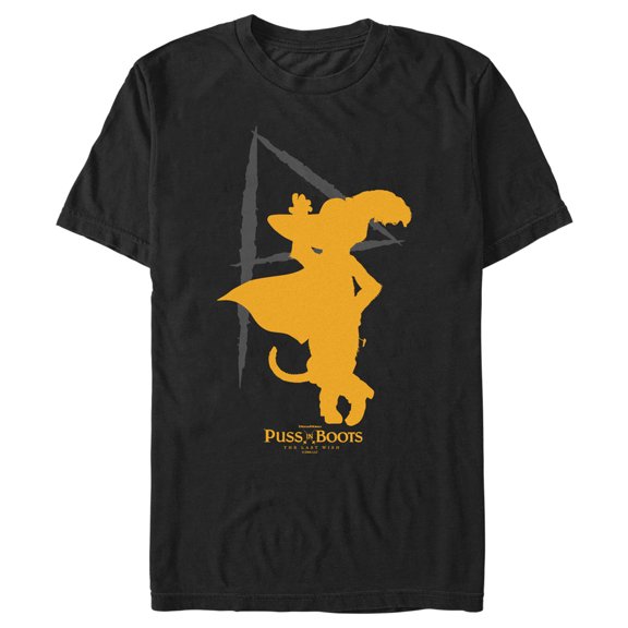 Men's Puss in Boots: The Last Wish Yellow Silhouette Graphic Tee Black Small