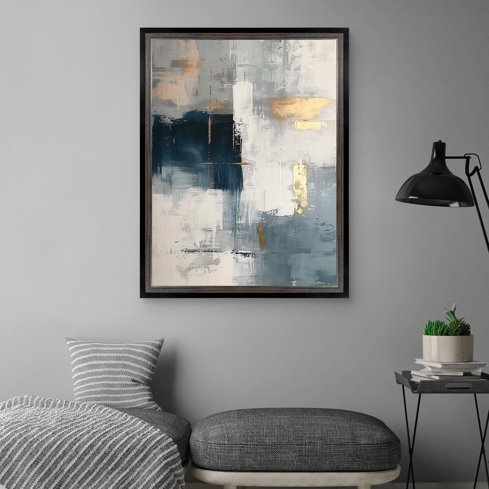 Touched by Blue I Framed Canvas