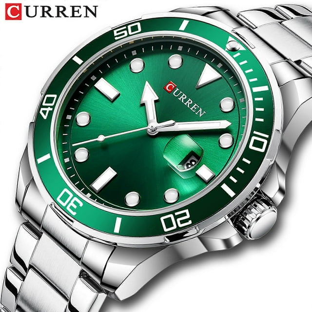 CURREN Men Quartz Watch Classic Male Fashion Wrist Watch with Stainless Steel Band Luminous Analog Watch 3ATM Waterproof with Calendar