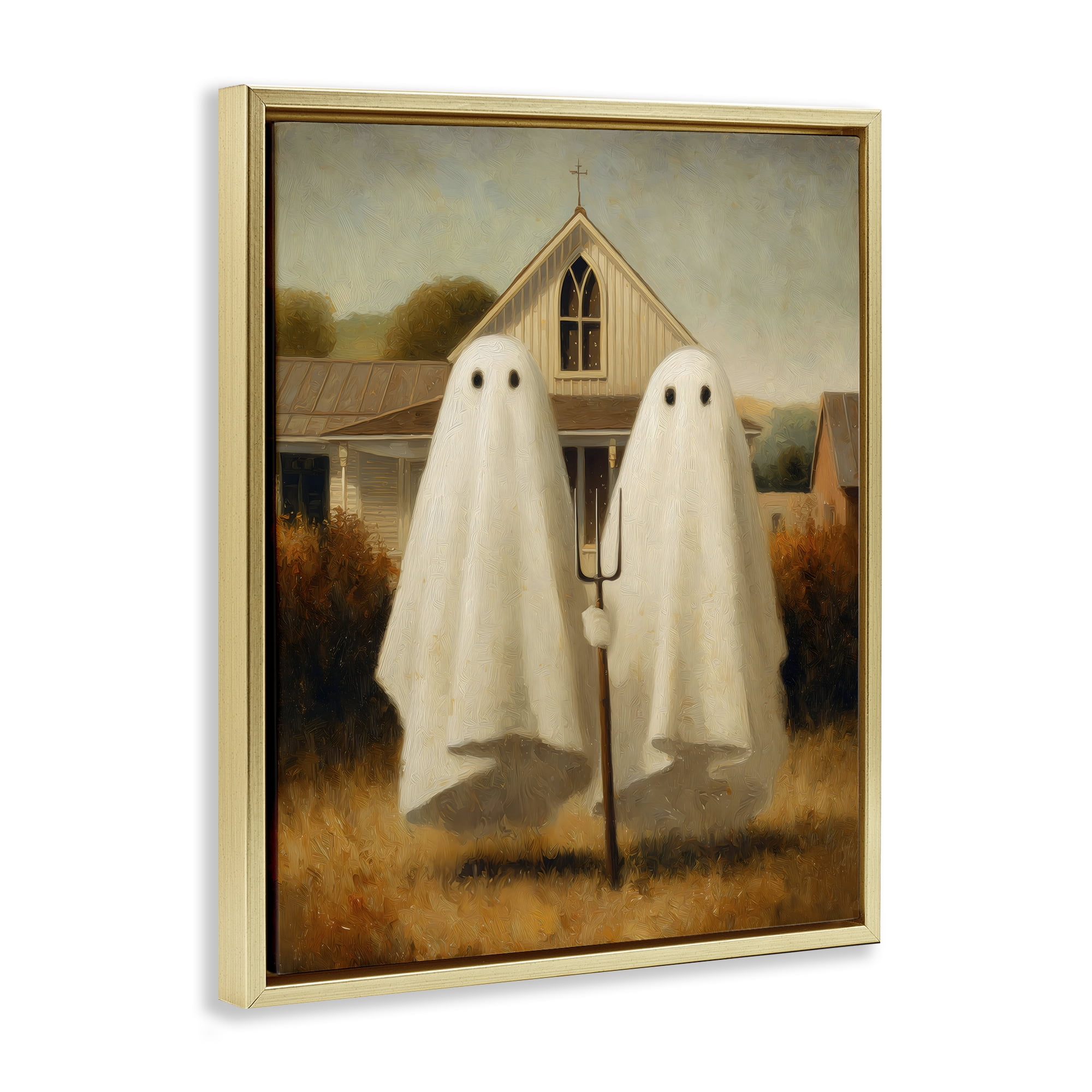American Gothic Ghosts Gold Framed Floater Canvas Wall Art, design by Arlington Prints