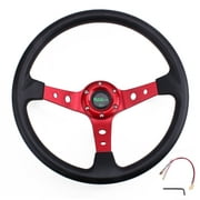 RASTP Aluminum 14inch Racing Steering Wheel 350mm Deep Dish 6 Bolt with Horn Button STW020-Red