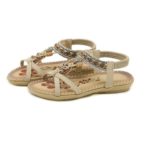 

Cathalem Vegan Sandals Women Fashion Women Casual Open Toe Flat Rhinestone Comfortable Soft Bottom Women s Wedge Sandals Size 9w Beige 7.5