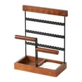 thumbnail image 1 of 4 Tiers Jewelry Display Rack Wood Base Multipurpose Decorative Earring Stand for, 1 of 8
