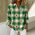 thumbnail image 3 of Uootdi Christmas Plaid Striped Long Sleeve Shirts for Women Cute Christmas V-Neck Button Down Tops Dressy Versatile Classic Loose Fit Tops Gift, 3 of 7