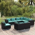 thumbnail image 1 of vidaXL 9 Piece Garden Lounge Set with Cushions Poly Rattan Black, 1 of 4