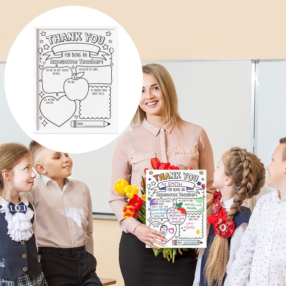 YYKihy Teacher Thank You Card 1 Thank You Card For Teacher Gift With Envelope Thank You For Being An Amazing Teacher Teacher Card For Kids DIY Coloring School Tutor Gift