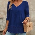 thumbnail image 3 of Camisas Y Tops de Verano de Mujer Estilo Bosque Francés Camisa de Bordado Hueco Cuello Redondo de Poliéster Camisas de Manga Corta para Mujeres Verano, 3 of 7