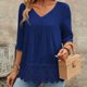 thumbnail image 4 of Camisas Y Tops de Verano de Mujer Estilo Bosque Francés Camisa de Bordado Hueco Cuello Redondo de Poliéster Camisas de Manga Corta para Mujeres Verano, 4 of 7