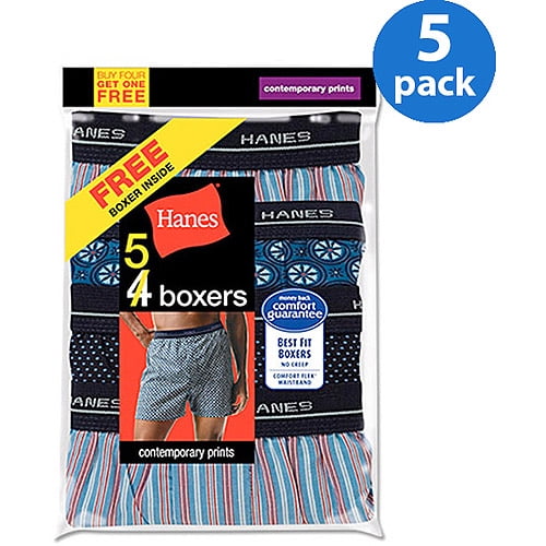 Big Men's FreshIQ Comfort Flex Exposed Waistband Print Boxer 5-Pack