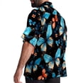 thumbnail image 3 of Flower Butterfly Men's Short Sleeve Spread Collar Poplin Shirt, Casual Printed Button Down Summer Beach Tops for Men, Unisex Comfortable Shirts, 3 of 6