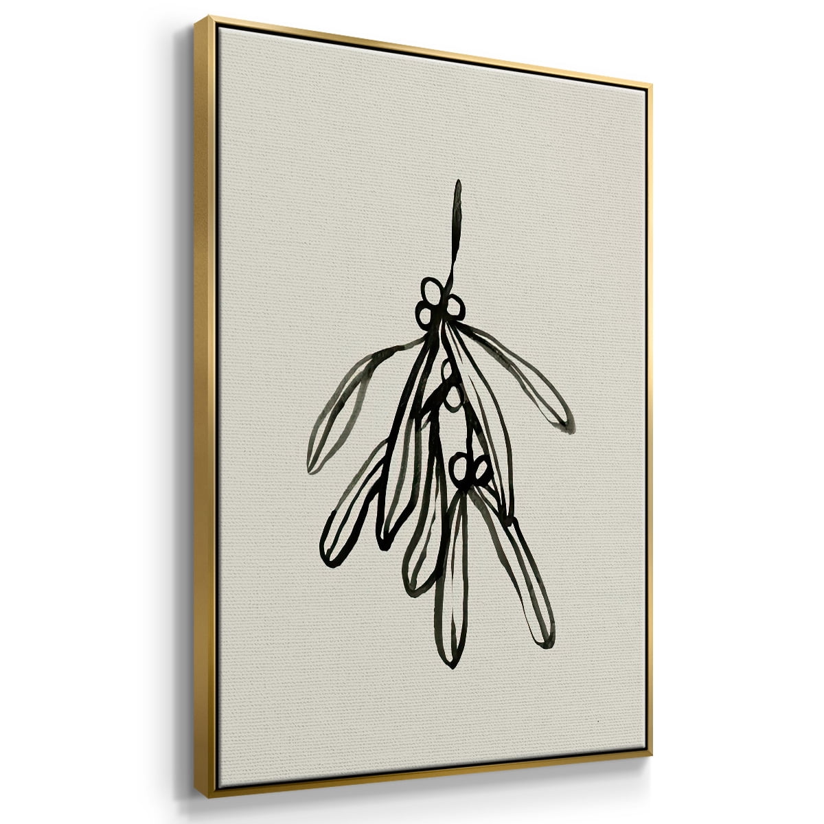 Mistletoe Sketch II - Framed Gallery Wrapped Holiday Canvas - 27 x 41 - Gold Frame