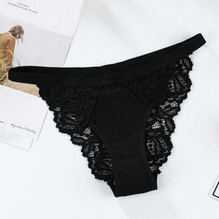 

Lingerie Sets for Women Ladies Panties Lace Bowknot Thong Solid Color Low-waist Briefs