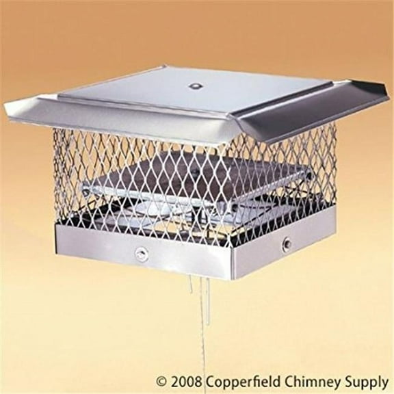9522 13 x 17 in. Stainless Steel  II Chimney Cap-Damper, 0.62 in. Mesh