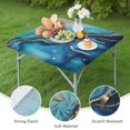 thumbnail image 4 of Blue Gold Marble Pattern Square Fitted Tablecloth with Elastic Edge,Square Table Cover,Washable Elastic Table Cover for Home Kitchen Party Decor 34"x34", 4 of 6