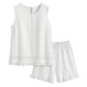 thumbnail image 5 of Conjuntos Cortos para las Mujeres Casual Verano Moda Sólido Cuello Redondo sin Mangas con Pantalones Cortos 2 Conjuntos de Pc, 5 of 9