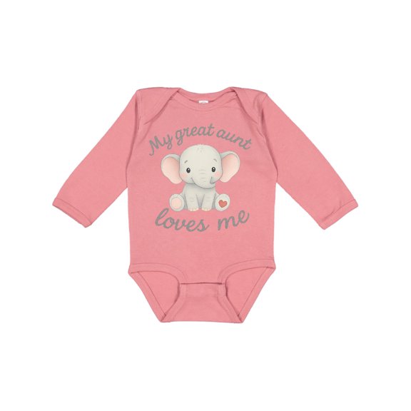 Inktastic My Great Aunt Loves Me Elephant Boys or Girls Long Sleeve Baby Bodysuit