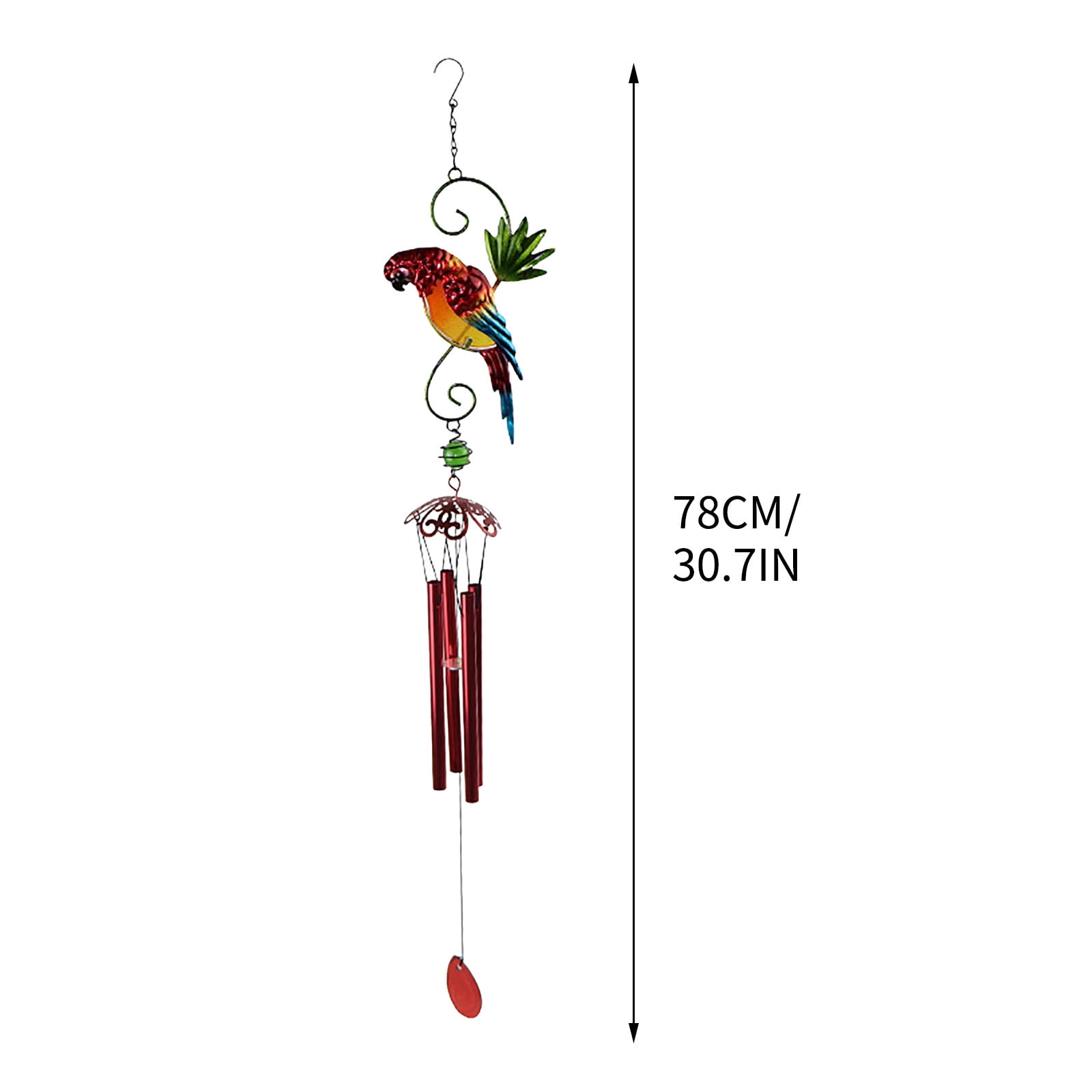 Iron Parrot New Stock Red Simulated Three-dimensional Parrot Wind Chime Ornament