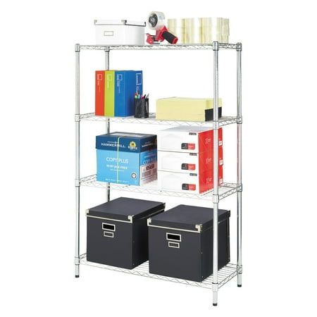 Alera Residential Wire Shelving, Four-Shelf, 36" x 14" x 54", Silver
