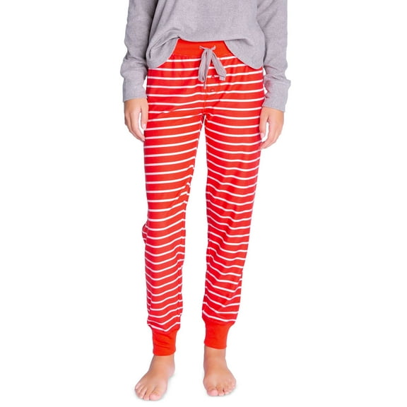 Insomniax Printed Velour Thermal Pajama Pants Red Sizse X-Large