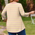 thumbnail image 5 of Garbnen L-5XL Striped Plus Size Shirts for Women 3/4 Sleeve Curved Hem Crew Neck Tops for Women Color Block Spring Women's Tunic Tops, 5 of 5