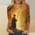 thumbnail image 2 of successthop Womens Halloween Clothes Plus Size Witch 3/4 Sleeve T shirt Happy Festival Tee Vacation Fall Holiday Tops, 2 of 5