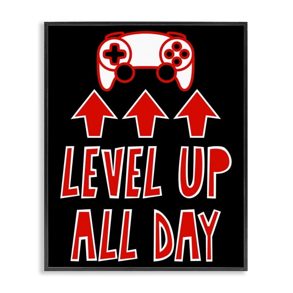 Stupell Industries Contemporary Level Up All Day Gamer Black Framed Giclee Art, 11 x 14, by Marcus Prime