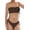 Coffee, variant on Women's Two Piece Swimsuit Bathing Suit Tie Side Ribbed Bandeau Bikini Set Swimwear Shoulders Push-up Bathing Suits