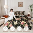 thumbnail image 3 of Erosebridal Chic Flower Twin Comforter Sets for Female, Black Bedding Set, Black Reversible, 2pcs, 3 of 6