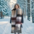 thumbnail image 4 of Large Chunky Plaid Scarf Coloured Checked Oversized Scarf Tassel Soft Fall Winter Thick Warm Shawl Women, 4 of 7