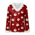 thumbnail image 4 of larppty Christmas Shirt Women Sexy Fur Trim Vneck Xmas Top Holiday Party Blouses Long Sleeve Pullover Xmas Holiday Costume 2025 Fashion (Wine, S), 4 of 7