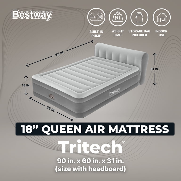 Bestway Everyday Use Queen Air Mattress with Headboard and Built