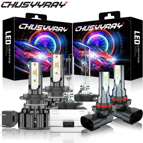 For 2006-2007 BMW 525i White H7 D1S LED/HID Headlights & 9006 Fog Bulbs Combo Kit，Pack of 6