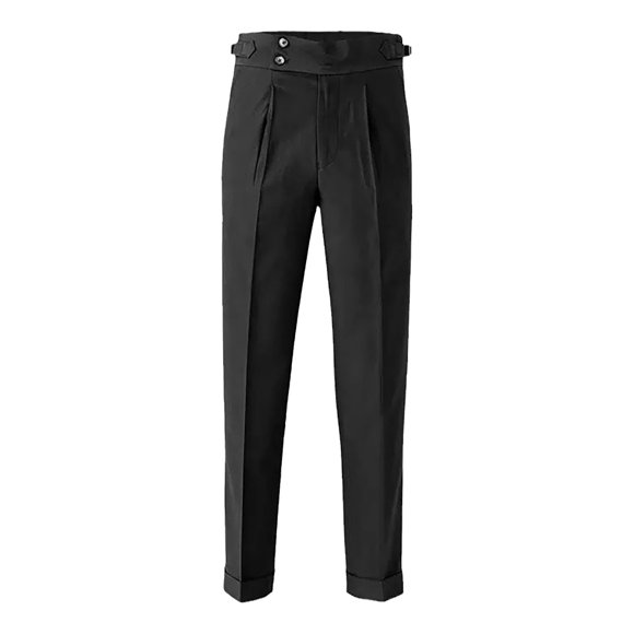 LUOGENLI Sweatpants for Men Big and Tall Slim Fit Small Foot High Waist Business Solid Color Straight Leg Suit Pants Mens Sweatpants Open Bottom Pockets Black Size 32