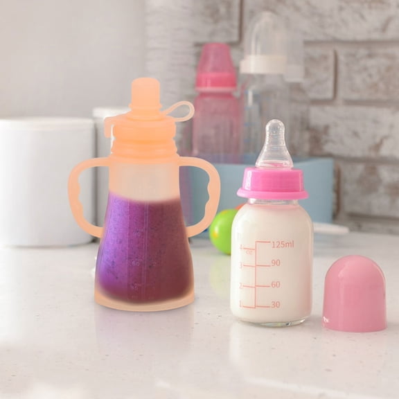 WRITWAA Orange Silicone Food Pouches Refillable Baby Feeding Snack Storage Bags