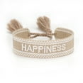 thumbnail image 1 of kurtrusly Bracelets Adjustable Handwoven With Embroidered Character Detail Manual Edge Locking Adjustable Rope Khaki happiness, 1 of 6