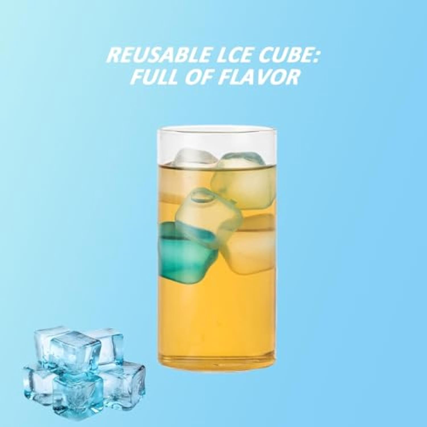 24 Pack Zero Ice Cubes, Zero Ice Reusable Cubes, Washable Non-Melting Ice Cubes Non-Diluting, for Coffee, Wine, Whiskey, Cocktails (Blue and white squares)