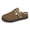 Brown, variant on LuckLilac Women Mule Slipper Lace Trim Suede Flat Shoes for Indoor Outdoor