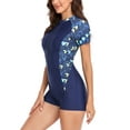 thumbnail image 4 of Women's Zipper One Piece Rash Guard Boyleg Swimwear Short Sleeve Swimsuit UPF 50+, 4 of 5