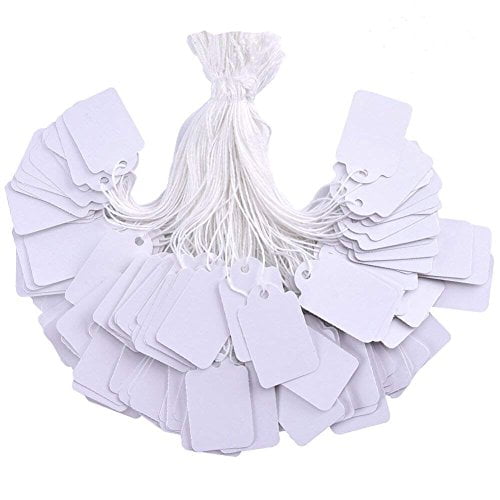 Price Tags with String Attached, 500pcs White Smooth Surface Marking Merchandise Strung Tag Writable Label Small Hang Tag for Pricing Gift Jewelry ...