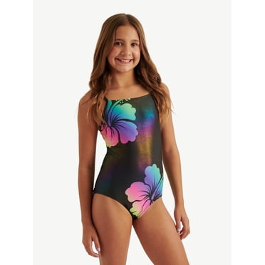 Justice Girls One Piece Center Hibiscus Swimsuit, sizes XS-XL