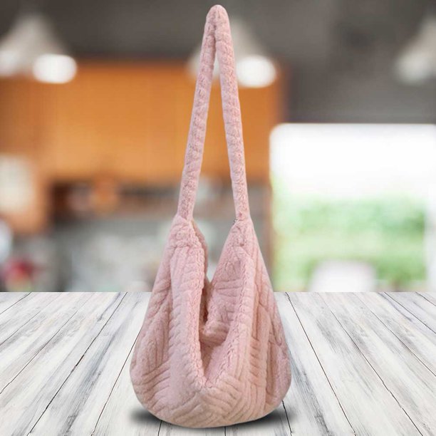 Bolso de hombro peludo para mujer bolso Hobo de felpa bolso de viaje holgado y versátil