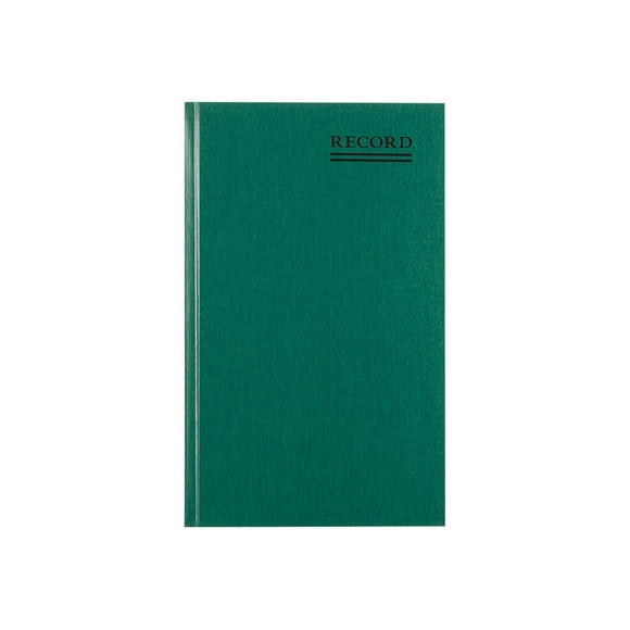 NATIONAL Emerald Series Record Book, Green Canvas Cover, 300 Pages, 12.125" x 7.5" (56131) (RED56131)