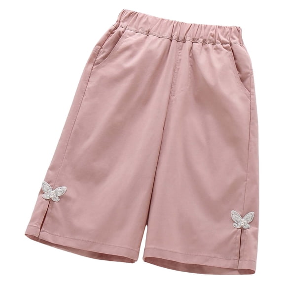 Toddler Girls Capri Leg Pants Solid Color Kids With Elastic Waist Casual Trousers for Girls Size 2-3T